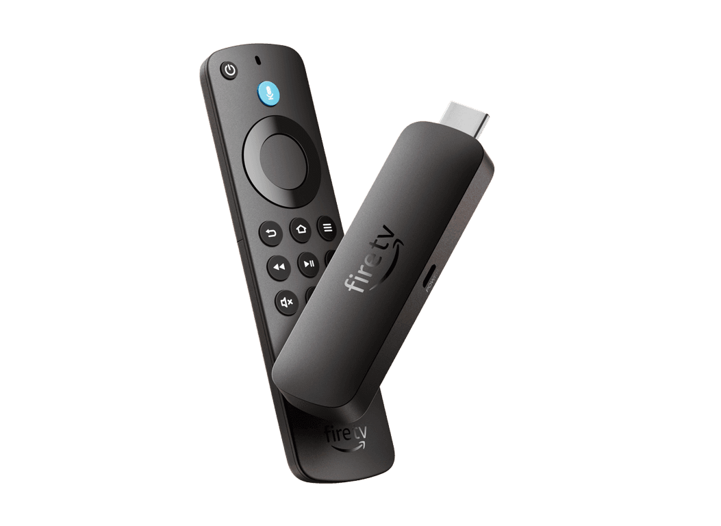 Fire TV Stick plugged into a TV displaying a polished beer menu with tap list and logos